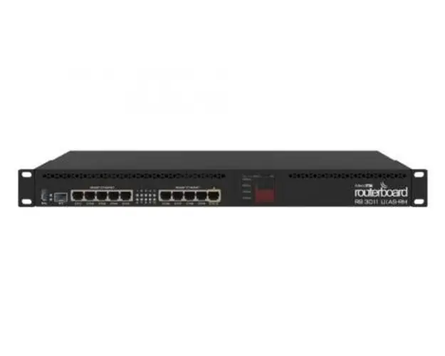 RouterBoard Mikrotik Dual Core 1.4GHz, 1 GB RAM, 10 x Gbit LAN, panou LCD, RB3011UIAS-RM