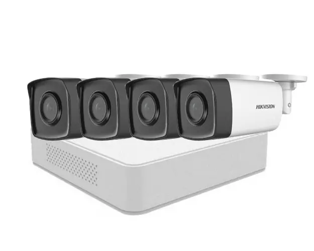 Kit supraveghere video Full HD, DVR cu 4 camere de exterior, smart IR 40m, Hikvision, SAF-4XFHDIR40