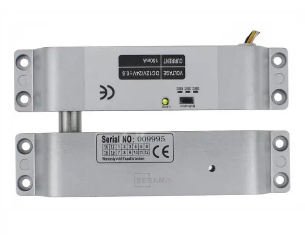 Bolt electromagnetic 1000kg, 12 sau 24V, temporizare 0, 3, 6s, pentru usi cu toc ingust, SB-150ST