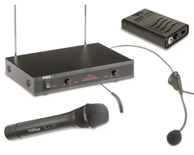 Set 1 microfon wireless de mana si 1 casca Ibiza VHF2H123