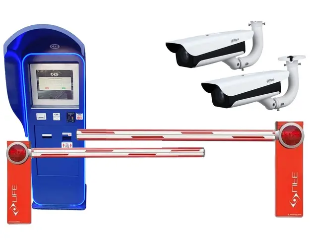 Sistem de parcare cu plata, complet, 2 bariere, 2 camere, terminal de plata, software de gestiune