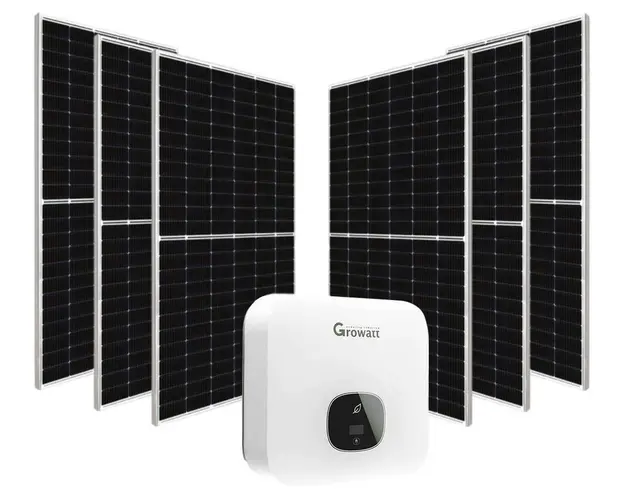 Sistem fotovoltaic Monofazat ON-GRID 3kW, Invertor Growatt si 6 panouri fotovoltaice Canadian Solar CS6W-555MS, KIT MIC 3000-TL-X+CS6W-555MS