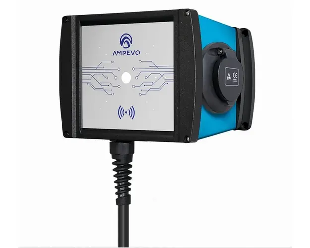Statie de incarcare masini electrice AMPEVO 22 kW, 32A, Type 2, Aplicatie mobila, IP65, trifazat, AMP322T2GO-CP