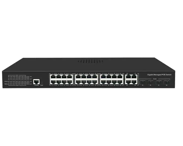 Switch 29 porturi, 24x PoE+ Gb, 4x SFP Gb, 1x combo, 300W, cu management, SW3224POE-MGC-300