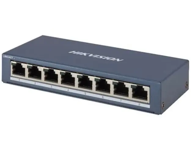 Switch Hikvision, 8 x porturi Gigabit RJ45, DS-3E0508-E(B)