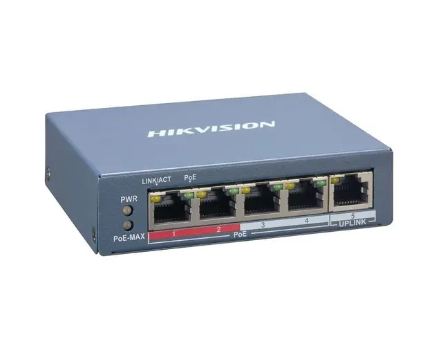 Switch PoE Hikvision, 4 x PoE cu management, 60W, DS-3E1105P-EI