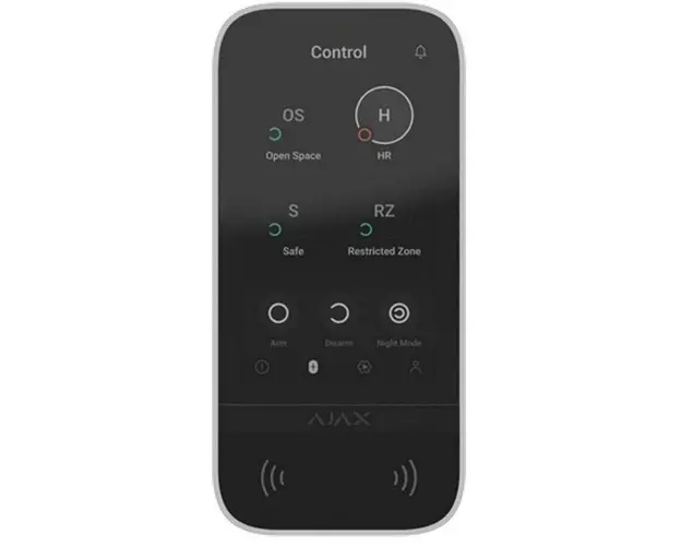 Tastatura wireless cu ecran touch, Mifare, uz interior, 1.7 km bidirectional, 868 MHz, aplicatie, anti-bruiaj, alb, AJAX KEYPAD TOUCH
