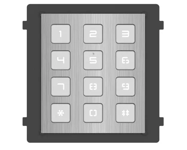 Tastatura Hikvision DS-KD-KP/S pentru videointerfon seria KD8, 12 butoane, montaj aparent/incastrat, IP65, IK07