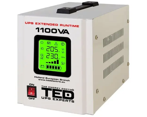 UPS pentru centrale termice pe lemn / gaz / 700W, 1100VA sinusoida Pura, transfer 6ms, TED000323