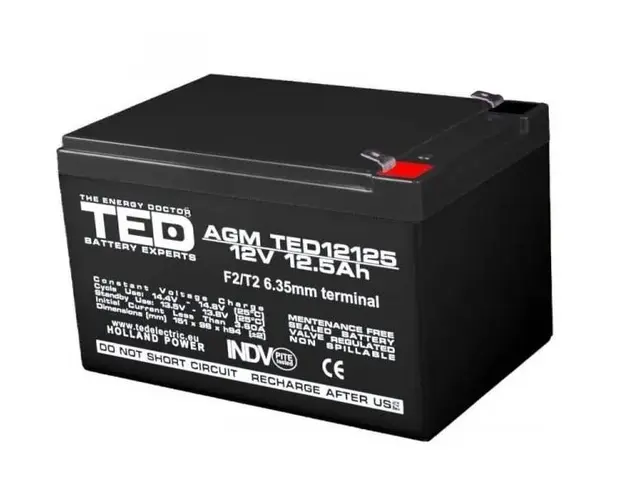 Acumulator 12V, PL 12 AH, AGM VRLA 12V 12,05A, TED12125