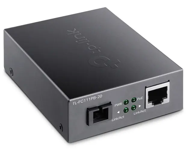 Media Convertor WDM 10/100Mbps, bidirectional, cu un port PoE, Extensie fibra optica pana la 2000 m Tp-Link TL-FC111PB-20