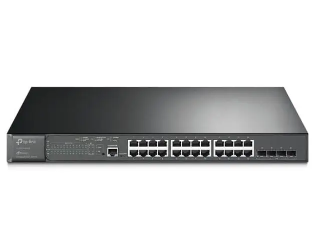 Switch PoE+, 29 porturi, Tp-Link TL-SG3428MP, 24x RJ45 Gigabit, 4x SFP Gigabit, 1 RJ45 consola, 384W, management Omada