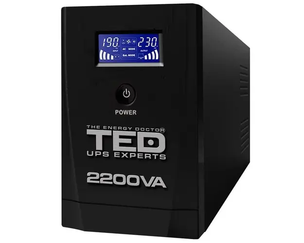 UPS cu stabilizator, 2200VA, 1250W, Ecran LCD, 4x baterii 12V, 7.1Ah, 3x prize Schuko, TED TED001610
