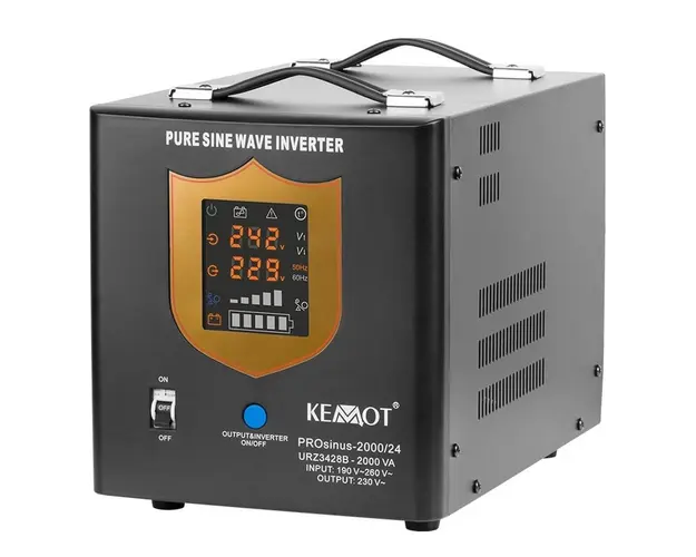 UPS pentru centrale termice, SINUS PUR, 2000VA, 1400W, 24V, Display LED, KEMOT, URZ3428B
