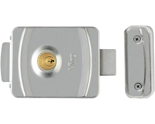 Yala electrica Fail Safe, 12 sau 24V, Otel zincat, Zavor rotativ, Cilindru cheie reglabil, Viro V9083