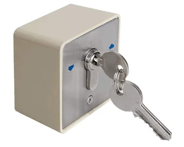 Buton aplicabil cu cheie, sistem revenire automata, contact de tip NO si NC, 16A 240V, pentru interior, YKS-803D1