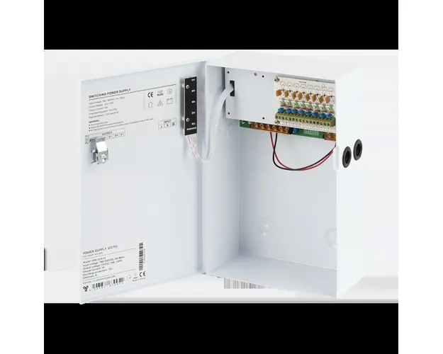 Sursa 8 amperi, cu backup in comutatie, 9 iesiri protejate YPS-12-8-10