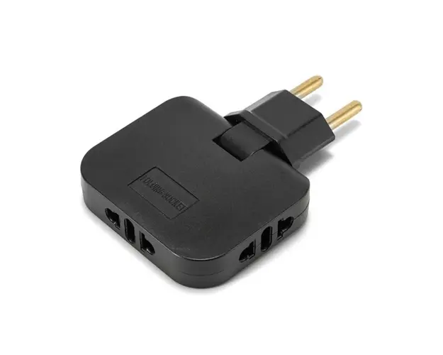 Adaptor Triplu Stecher Pentru Priza Techstar® TS-A3 Cu Rotire 180, 250V, 10A, Compatibil EU/US, Negru
