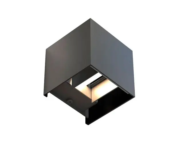 Aplica Exterior Techstar® LED Light CUBE , Putere 6W, A+, Rezistenta la Apa si Praf, Alb Cald, 3000K, Aluminiu, Negru
