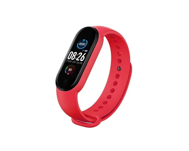 Bratara Fitness Techstar® M5, Ecran 1.14" inch TFT, Bluetooth 4.0, IP66, Tensiune, Puls, Oximetru, Alerta Sedentarism, Rosu