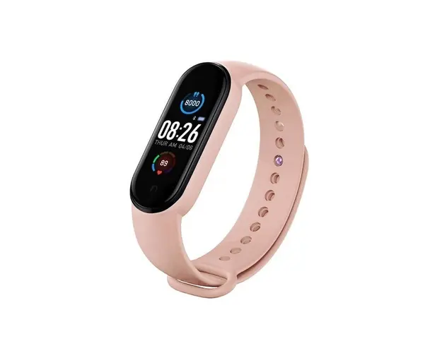 Bratara Fitness Techstar® M5, Ecran 1.14" inch TFT, Bluetooth 4.0, IP66, Tensiune, Puls, Oximetru, Alerta Sedentarism, Roz