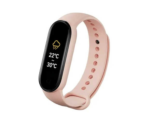 Bratara Fitness Techstar® M6, Ecran 0.96" inch, Bluetooth 4.2, IP66, Monitorizare Puls, Tensiune, Temperatura, Oxigen, Calitate Somn, Roz