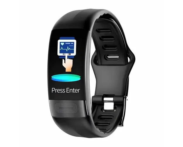 Bratara Fitness Techstar® P11 Negru, ECG, Puls, Oxigenarea Sangelui, Temperatura Corpului, Bluetooth, Sedentarism, Alerte