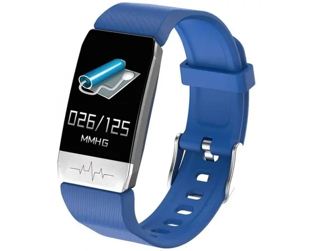 Bratara Fitness Techstar® T1S Albastru, ECG, Puls, Oxigenarea Sangelui, Temperatura Corpului, Bluetooth, Sedentarism, Alerte