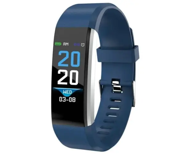 Bratara Smart Fitness Techstar® ID115 Plus Fitness, 0,95" OLED, BT4.0, Waterproof IP65, Monitorizare Puls, Tensiune, Albastru