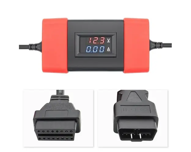Cablu adaptor diesel pentru camion 24V la 12V Techstar®, 5W, 24V, convertizor, Suporta transmisia de date prin protocol Easydiag 2.0/3.0/GOLO si pentru scanerul Thinkdiag OBD2, Negru/Rosu