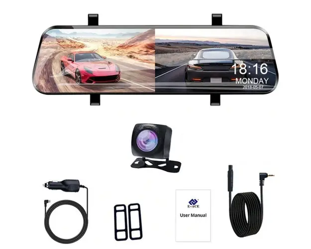 Camera Auto Tip Oglinda E-ACE A20, Dubla, 10" Inch, IPS, Touch Screen, Full HD, Night Vision, PIP
