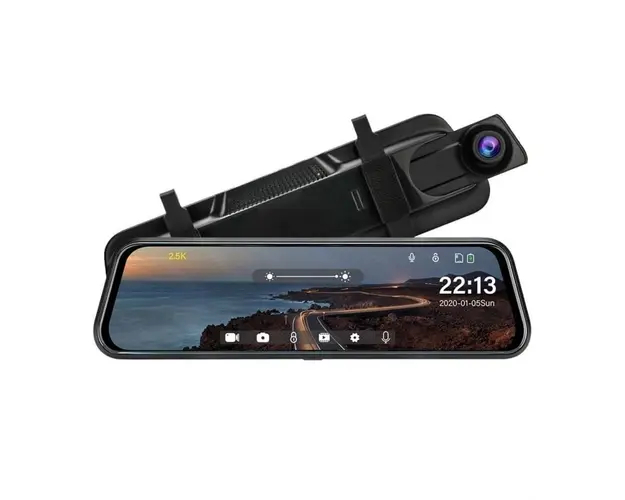 Camera Tip Oglinda Techstar® Z78, Dubla, Night Vision, Inregistrare Ciclica, Camera Marsarier, Rezolutie Full HD Si 1080P Spate, Negru