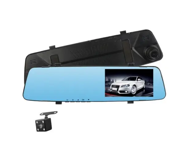 Camera Video Auto tip Oglinda Techstar DVR H450 Dubla FullHD, Night Vision, Senzor Gravitational, Unghi 170