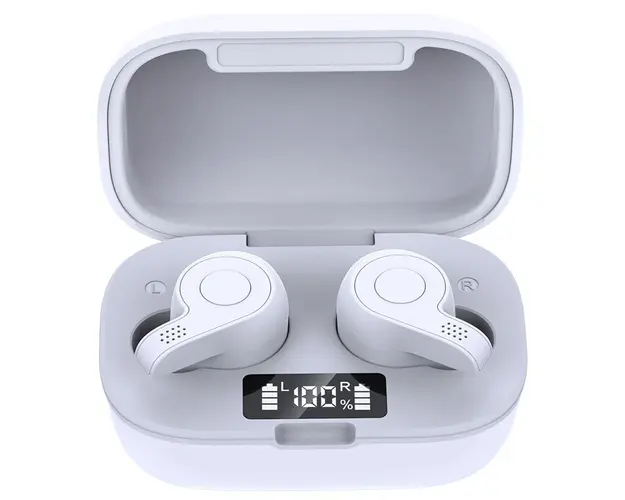 Casti Smart Techstar® TWS S11S , Wireless, Bluetooth V5.0, IPX6, HD Audio, Touch, iOS, Android, Type-C, Alb