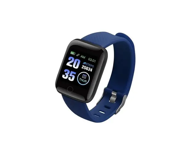 Ceas Smartwatch Techstar® D13 Albastru Inchis, Bluetooth 4.0, Compatibil Android & iOS, Unisex, Rezistent la Apa,
