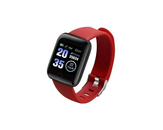 Ceas Smartwatch Techstar® D13 Rosu, Bluetooth 4.0, Compatibil Android & iOS, Unisex, Rezistent la Apa