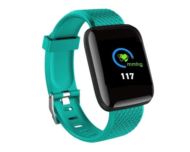 Ceas Smartwatch Techstar® D13 Verde, Ecran LCD 1.3inch, Bluetooth 4.0, Compatibil Android & iOS, Unisex, Rezistent la Apa