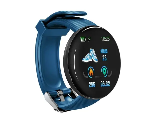 Ceas Smartwatch Techstar® D18, 1.3inch OLED, Bluetooth 4.0, Monitorizare Tensiune, Puls, Oxigenarea Sangelui, Waterproof IP65, Albastru