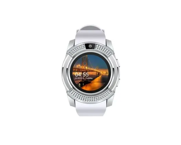 Ceas Smartwatch Techstar® V8, Handsfree, Bluetooth 3.0, SIM, Compatibil Android & iOS, Camera 1.3MP, Alb