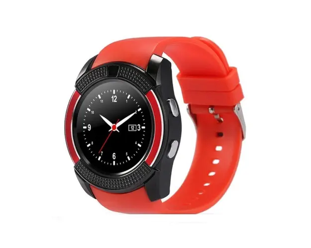 Ceas Smartwatch V8 Rosu HandsFree Bluetooth 3.0 Micro SIM Android Camera 1.3MP