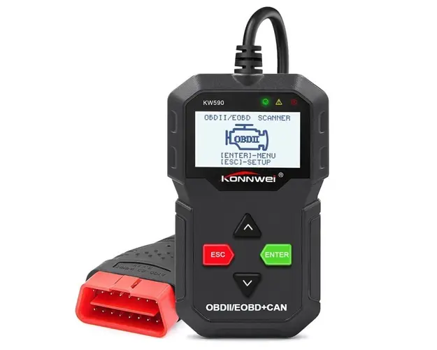 Diagnoza OBD2 KONNWEI KW590, Black, Afisare Erori si Descriere, Resetari, Live Data, ELM 327 OBDII