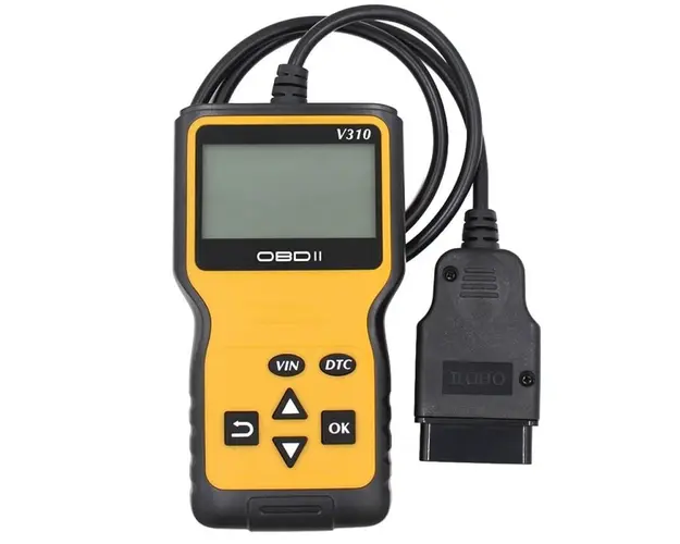 Dispozitiv de diagnosticare si scanare auto Techstar® V310, OBD2, Citire/ Stergere coduri de eroare, Ecran LCD, ABS/ESP/SRS, Universal, Galben/Negru