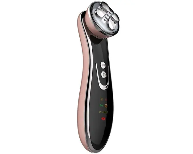 Dispozitiv Techstar® VMF102, Roz, Tehnologie 4in1 EMS, Microcurent, Foton, RF si Vibratii, Terapie si Rejuvenare Piele, Anti-rid