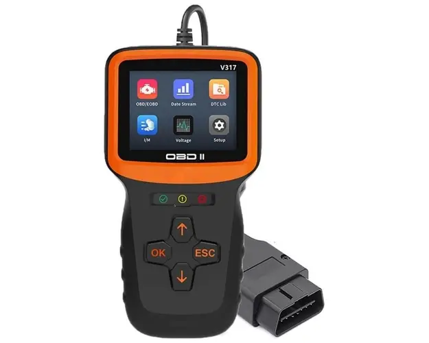 Instrument De Scanare Si Diagnosticare Auto Techstar® V317, Display 2.8 inch, Citire si stergere coduri eroare motor, Diagnosticare CAN, Compatibil OBD II si EOBD, Negru/Orange