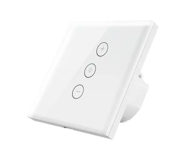 Intrerupator Smart Touch Techstar® V2, Wireless 2.4GHz, Dimmer, Sticla Securizata, Design Modern, Iluminare LED, 1 Faza, cu NUL, Alb