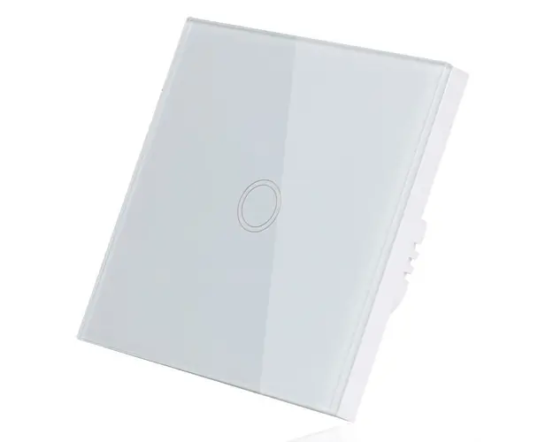 Intrerupator Smart Touch Techstar®, Wireless 2.4GHz, Sticla Securizata, Design Modern, Iluminare LED, 1 Faza, Alb