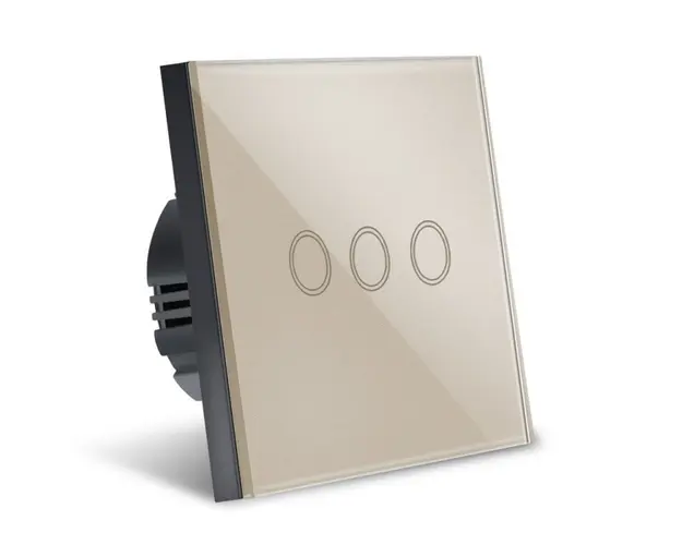 Intrerupator Smart Touch Techstar®, Wireless 2.4GHz, Sticla Securizata, Design Modern, Iluminare LED, 3 Faze, Gold
