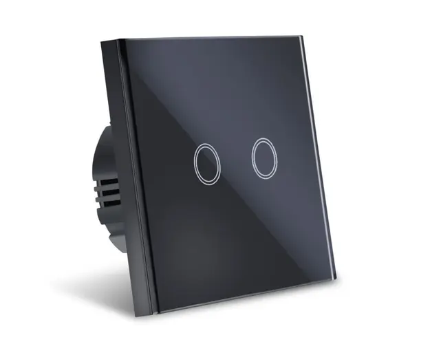 Intrerupator Smart Touch Techstar®, Wireless 2.4GHz, Sticla Securizata, Design Modern, Iluminare LED, 2 Faze, Negru