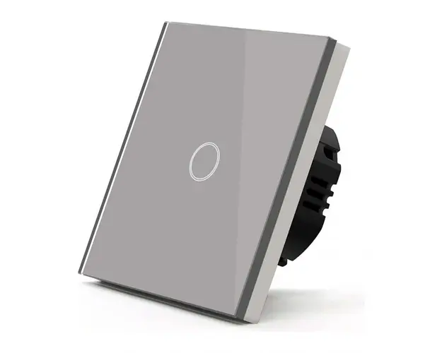 Intrerupator Touch Techstar®, Sticla Securizata, Design Modern, Iluminare LED, 1 Faza, Gri