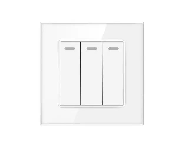 Intrerupator Triplu Cap Scara Cu Panou Din Sticla Securizata Techstar® TGS 01, 220V, 16A, 86 X 86 Mm, Negru, cu 3 Faze